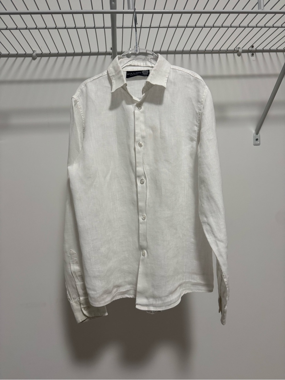 Dal Lago Boys White Linen Button-Down Shirt Size 10